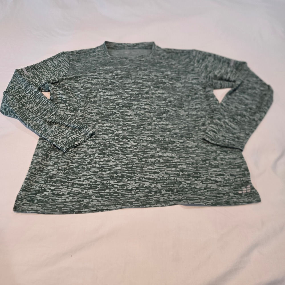 BCG Running Shirt Mens XL Green Camo Excellent Long Sleeve Reflective Athletic